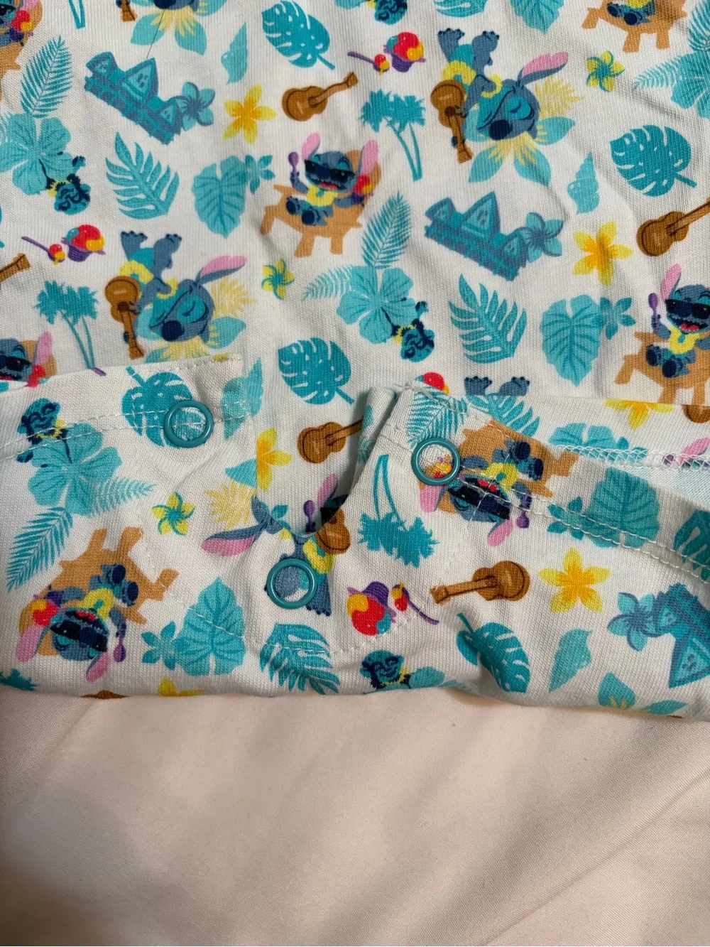 Disney Aulani Teal & Aqua Tropical Stitch Kids Pajama Romper